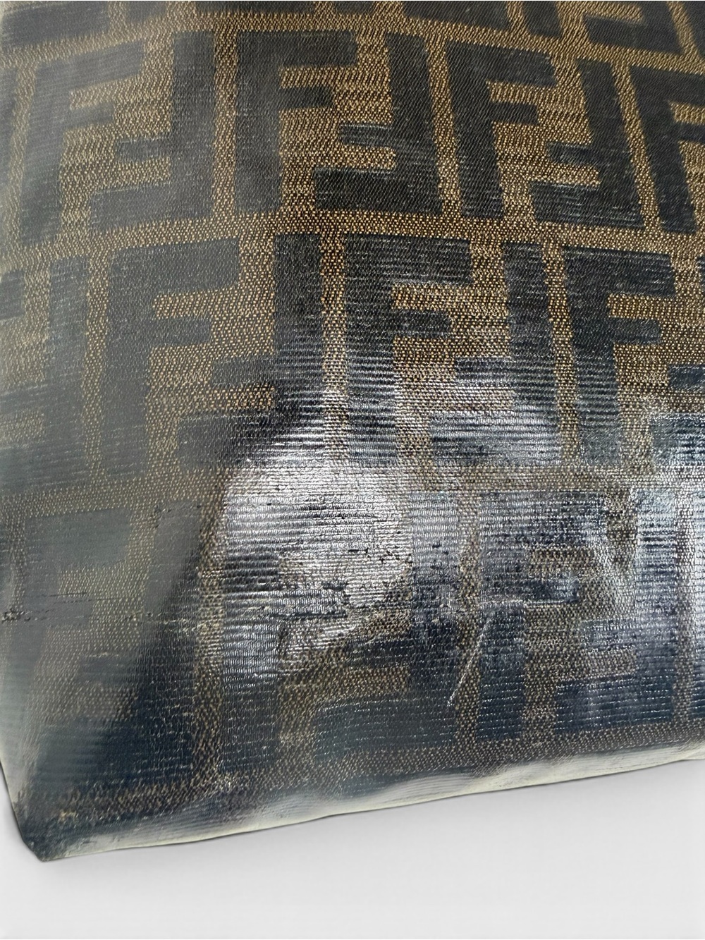 FENDI FF Brown Zucca Pattern Shoulder Tote - Picture 7 of 14